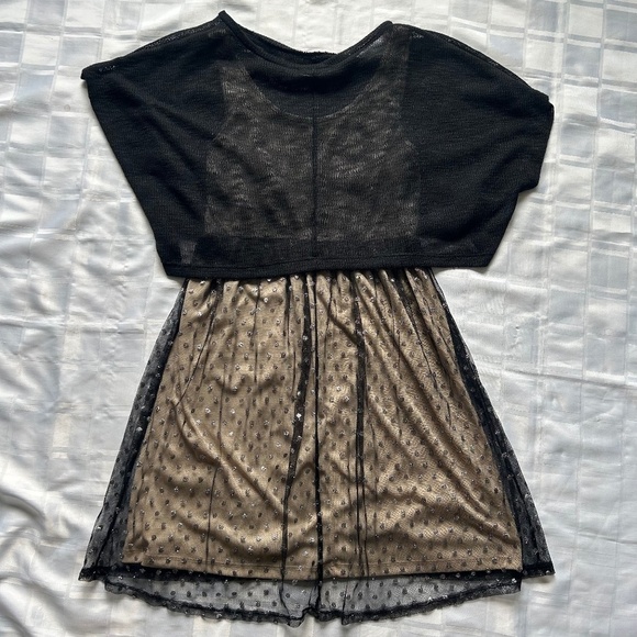LUSH Black & Nude Dress with Metallic Polkadot Details - Picture 11 of 13